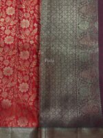 Tomato red and Green Premium Kanchi Border Saree - Image 4