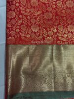 Tomato red and Green Premium Kanchi Border Saree - Image 5