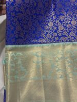 Aqua Blue and Royal Blue Premium kanchi border saree - Image 4