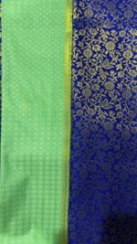 Aqua Blue and Royal Blue Premium kanchi border saree - Image 6