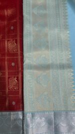 Aqua blur and Red kanchi border saree - Image 4