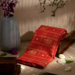 Aqua blur and Red kanchi border saree