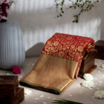Tomato red and Green Premium Kanchi Border Saree